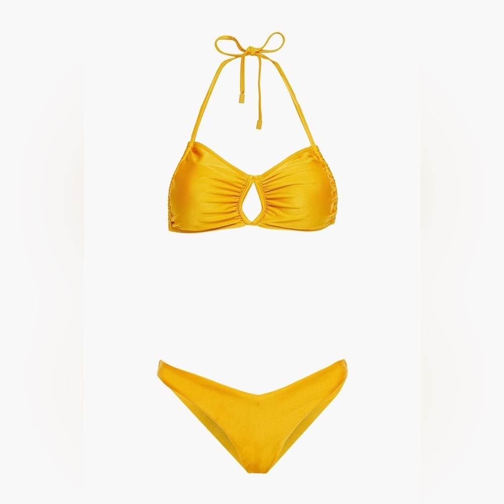 Zimmermann Empire Diamond Cutout Halter Bikini Marigold